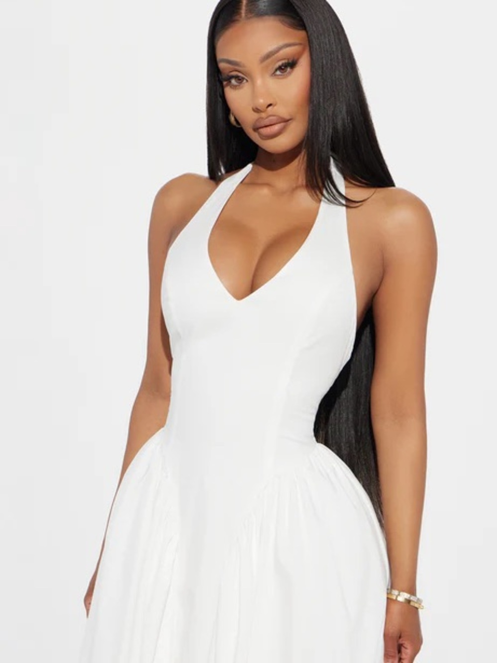Fashion Nova Brand New White Halter V-Neck Women's Dress